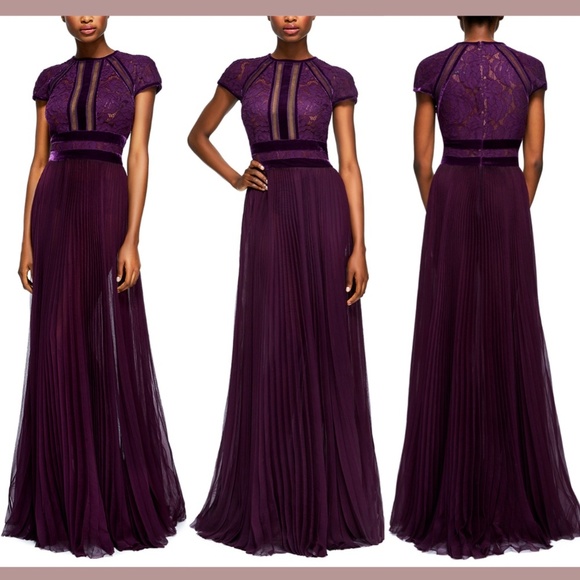 NEW $538 Tadashi Shoji Amanda‎ Lace Chiffon A-Line Gown